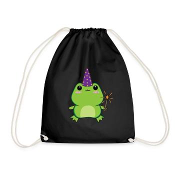 Cottagecore Aesthetic Kawaii Wizard Hat Magic - Drawstring Bag - black - Front