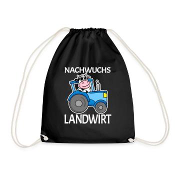 Nachwuchs Landwirt Traktor Geschenk - Turnbeutel - Schwarz - Vorne