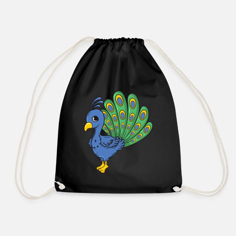 Pfau - Turnbeutel - Schwarz