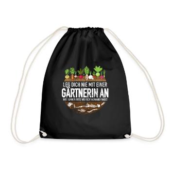 Leg dich nie mit einer Gärtnerin an Garten Skelett - Turnbeutel - Schwarz - Vorne