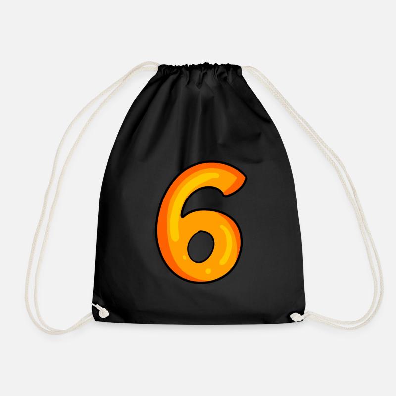 Number 6 - Drawstring Bag - black