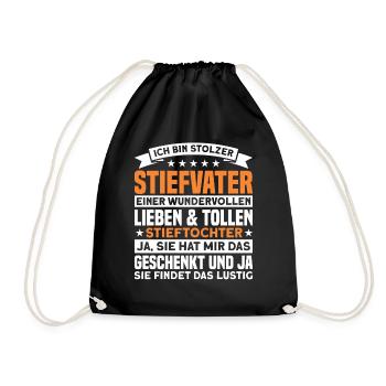 Stiefpapa Stieftochter Stiefvater Geschenk - Turnbeutel - Schwarz - Vorne