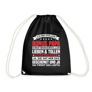 Stiefpapa Stieftochter Stiefvater Geschenk - Turnbeutel - Schwarz - Vorne