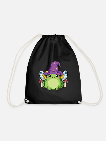 Cottagecore Aesthetic Cute Kawaii Frosch-Zauberer - Turnbeutel - Schwarz