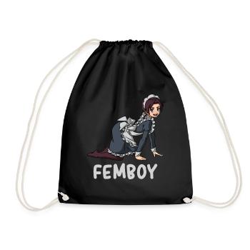 Femboy Maid Anime Boy Aesthetic Crossdressing - Drawstring Bag - black - Front