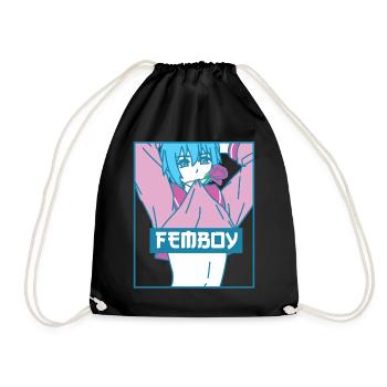Femboy Anime Boy Gay Esthétique Pastel Mordant Rose - Sac de sport léger - noir - Devant