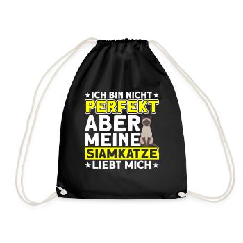 Siam Katze Katzenliebhaber Siamkatze Geschenk - Turnbeutel - Schwarz - Vorne