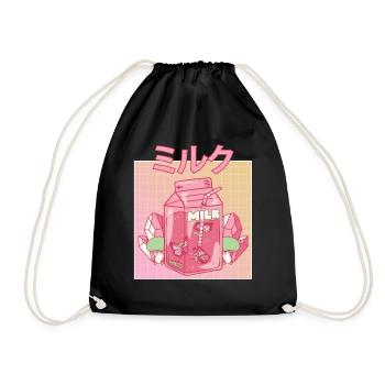 Fairycore Aesthetic Fee Japanese Milk Carton - Drawstring Bag - black - Front