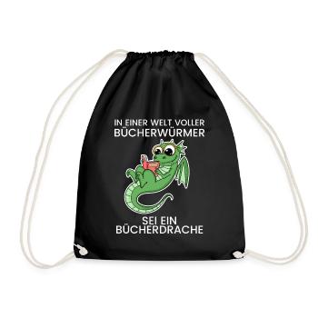 Bücher Drache Drachen - Turnbeutel - Schwarz - Vorne