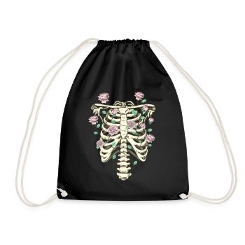 Cottagecore Esthétique Squelette Thorax Roses - Sac de sport léger - noir - Devant