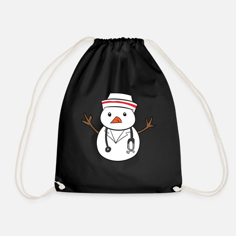 Schneemann Doktor Weihnachten Krankenschwester - Turnbeutel - Schwarz