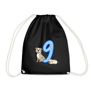 9. Geburtstag Junge Hunde Outfit 9 Jahre Alt - Turnbeutel - Schwarz - Vorne