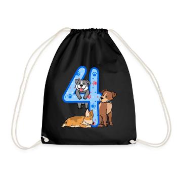 4. Geburtstag Junge Hunde Outfit 4 Jahre Alt Welpe - Turnbeutel - Schwarz - Vorne