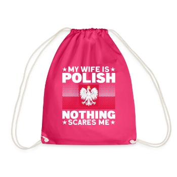 Pole Polish Flag Poland Gift - Drawstring Bag - fuchsia - Front