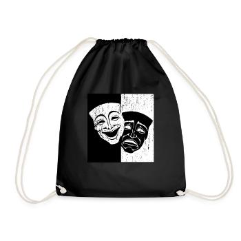 Theater Maske Drama Komödie und Tragödie Weinlese - Turnbeutel - Schwarz - Vorne