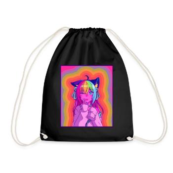 Kidcore Aesthetic Kawaii Anime Girl 90s Nostalgie - Turnbeutel - Schwarz - Vorne