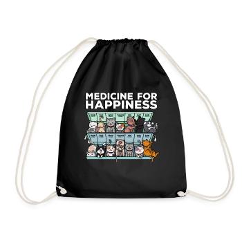 My medicine For happiness means cats - Drawstring Bag - black - Front