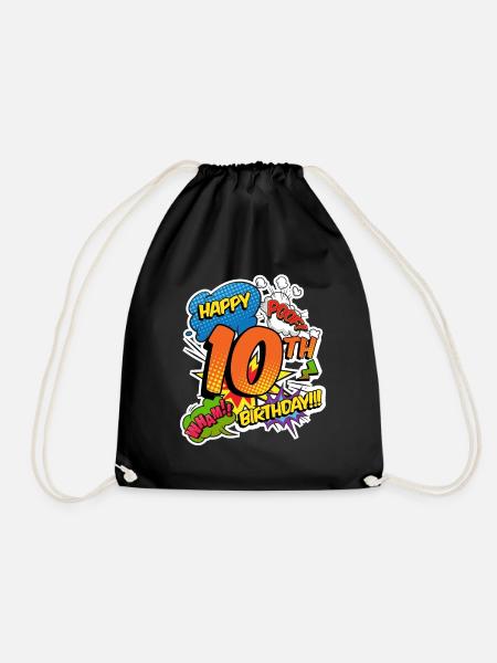10. Geburtstag Junge Comic-Stil Superhelden - Turnbeutel - Schwarz