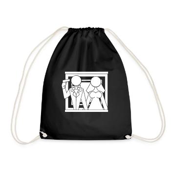 JGA Bride Groom Marriage Game Over Gift - Drawstring Bag - black - Front