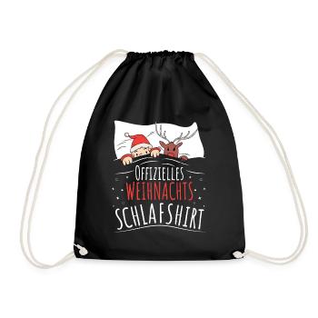 Offizielles Weihnachts Schlafshirt Santa Rudolph - Turnbeutel - Schwarz - Vorne