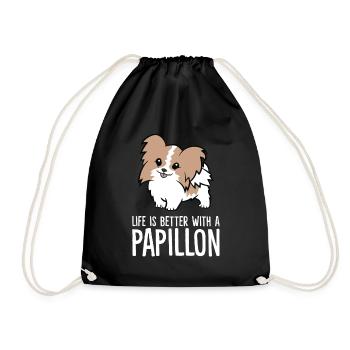 Das Leben ist besser mit Papillons - Turnbeutel - Schwarz - Vorne