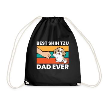 Best Shih Tzu Dad Ever Funny Shih Tzu - Drawstring Bag - black - Front