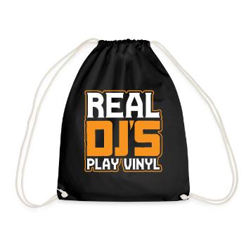 Real DJ's play vinyl, record - Drawstring Bag - black - Front