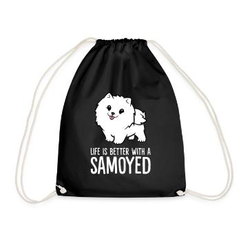 Samoyed Dog Owner Life Is Better With A Samoyed - Drawstring Bag - black - Front