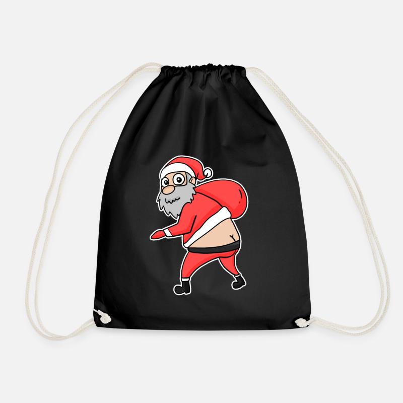 Lustiger Weihnachtsmann - Turnbeutel - Schwarz