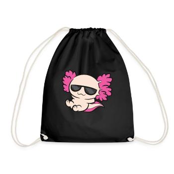 Cooler Axolotl mit Sonnenbrille Liebe Axolotl - Turnbeutel - Schwarz - Vorne