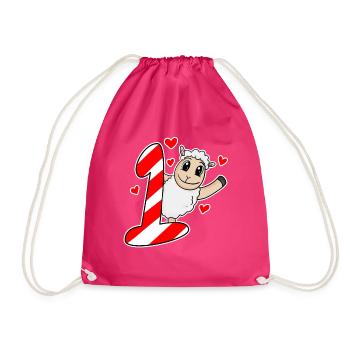 I am 1 - 1st birthday - Drawstring Bag - fuchsia - Front