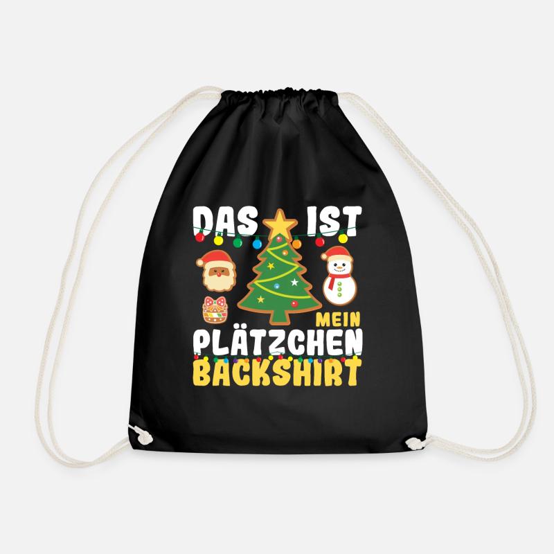Weihnachten Kekse Backen Das ist mein Plätzchen - Turnbeutel - Schwarz