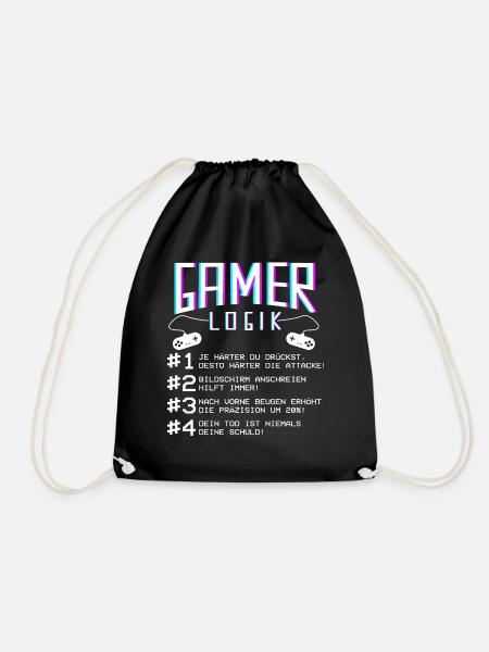 Gamer Logik beim Zocken Gaming Spieler Zocker - Turnbeutel - Schwarz