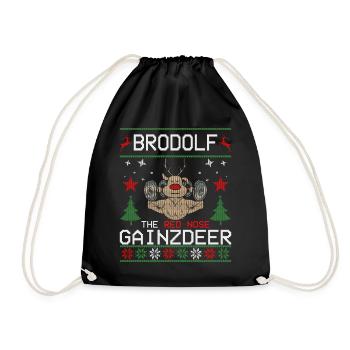 Brodolf The Red Nose Gainzdeer Ugly Sweater - Turnbeutel - Schwarz - Vorne