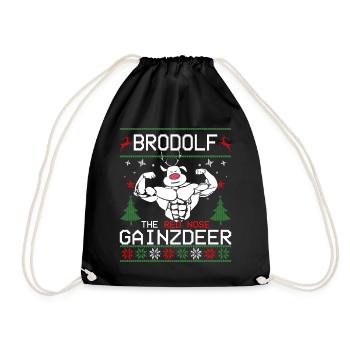 Brodolf The Red Nose Gainzdeer Ugly Sweater - Turnbeutel - Schwarz - Vorne