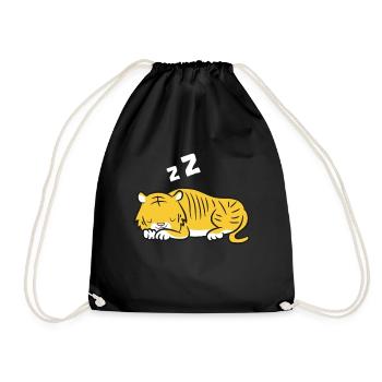 Schlafender Tiger Tiger Pyjama Niedlicher Tiger - Turnbeutel - Schwarz - Vorne
