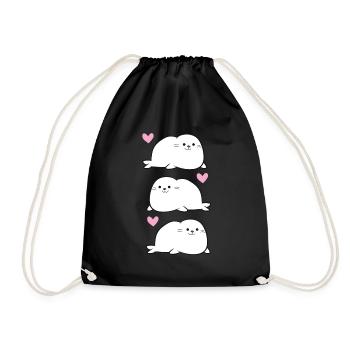 Cute Seals Baby Seals Love Seals - Drawstring Bag - black - Front