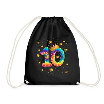 Teinture d’anniversaire colorée 10 ans filles 10. - Sac de sport léger - noir - Devant