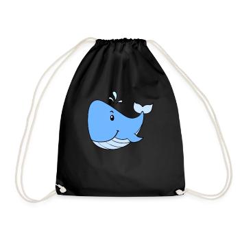 Whale - Drawstring Bag - black - Front