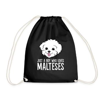 Maltese Dog Just a Boy Who Loves Malteses - Drawstring Bag - black - Front