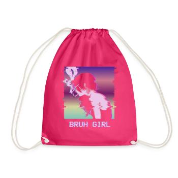 Bruh Girl Vaporwave Aesthetic Gothic Anime Girl - Drawstring Bag - fuchsia - Front