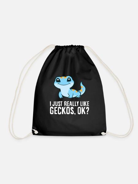 Ich mag Geckos einfach sehr, okay, lustiger Gecko - Turnbeutel - Schwarz