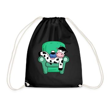 Cow - Drawstring Bag - black - Front