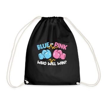 Blue Or Pink Who Will Win Funny Gender Reveal - Drawstring Bag - black - Front