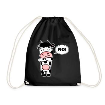 Cow No - Drawstring Bag - black - Front