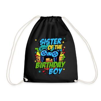 Birthday Sister Time to Level Level Up game - Drawstring Bag - black - Front