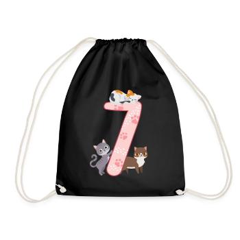 7ème anniversaire Fille Chat - Sac de sport léger - noir - Devant