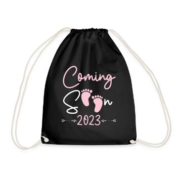 Coming Soon 2023 Baby Pregnancy - Drawstring Bag - black - Front
