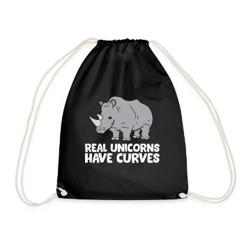 Funny Rhino Lover Real Unicorns Have Curves - Drawstring Bag - black - Front