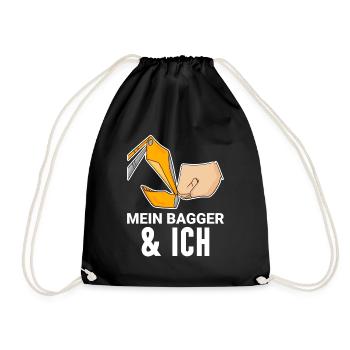 Bagger Baggerfahrer Spruch - Turnbeutel - Schwarz - Vorne
